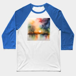 Fall Evening Scene B in Watercolors & Pen Baseball T-Shirt